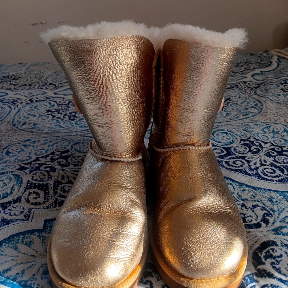 UGG gold short button boots- women's sz. 8